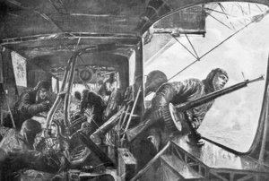 An Bord eines Zeppelins, deutsche Luftflotte, Erster Weltkrieg von Felix Schwormstadt