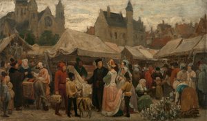 Ein Jahrmarkt in Gent im Mittelalter, Studie, um 1862