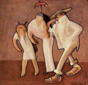 Amerikanische Touristen in Nizza, Karikatur einer amerikanischen Familie, veröffentlicht in der Zeitschrift Jugend von Ferdinand Albert Burger