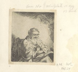 Oude man met een klaverblad op zijn jas von Ferdinand Bol (attributed to)