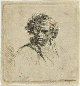 Lockenkopf mit schiefem Mund von Ferdinand Bol