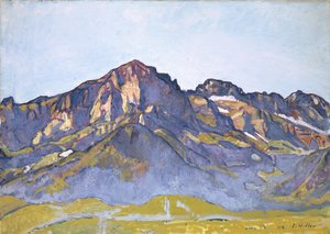 Die Dents Blanches bei Champéry im Morgensonnenlicht von Ferdinand Hodler