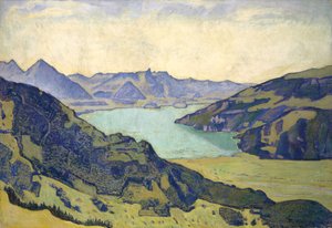 Blick auf den Thunersee von Breitlauenen, 1906