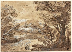 Landschaft mit Haus in der Ferne