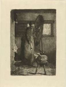 Spinnerin bei der Arbeit (An der Arbeit) von Ferdinand Oldewelt