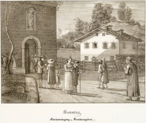 Sonntag: Auf dem Weg zur Kirche bei Berchtesgaden von Ferdinand Olivier