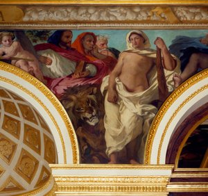 Allegorie der Gerechtigkeit Detail des Freskos von Eugene Delacroix (1798-1863) zur Dekoration des Königssalons. Nationalversammlung (Palais Bourbon) 1843 Paris von Ferdinand Victor Eugene Delacroix