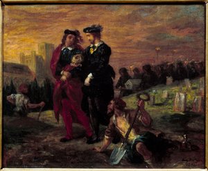 Hamlet und Horatio auf dem Friedhof. Akt V von William Shakespeares Stück „Hamlet“ von Ferdinand Victor Eugene Delacroix