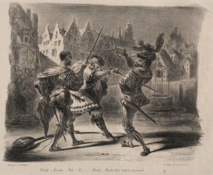 Illustrationen für Faust: Duell von Faust und Valentin, 1828 von Ferdinand Victor Eugene Delacroix