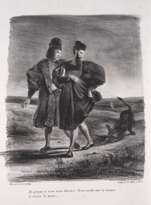 Illustrationen für Faust: Faust, Méphistophélés und der Barbet von Ferdinand Victor Eugene Delacroix