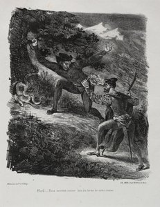 Illustrationen zu Faust: Faust und Mephistopheles in den Bergen des Harz von Ferdinand Victor Eugene Delacroix