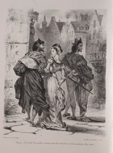 Illustrationen für Faust: Faust versucht Marguerite zu verführen, 1828 von Ferdinand Victor Eugene Delacroix