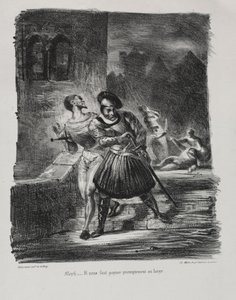 Illustrationen für Faust: Méphistophélés und Faust fliehen nach dem Duell, 1828