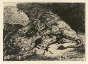 Löwe verschlingt ein Pferd, 1844 von Ferdinand Victor Eugene Delacroix