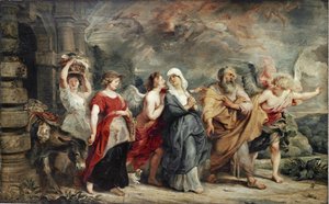 Loths Flucht von Ferdinand Victor Eugene Delacroix