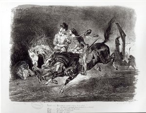 Mephistopheles und Faust reiten in der Nacht, Illustration für Faust von Goethe, 1828 von Ferdinand Victor Eugene Delacroix