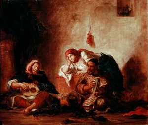 Orientalismus: „Jüdische Musiker von Mogador, Marokko“ Gemälde von Eugene Delacroix (1798-1863) 19. Jahrhundert Paris, Musée du Louvre von Ferdinand Victor Eugene Delacroix