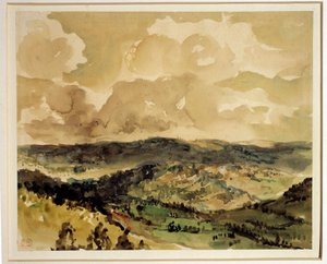 Panoramablick auf bewaldete Hügel um Croze von Ferdinand Victor Eugene Delacroix