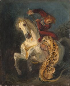 Reiter von einem Jaguar angegriffen von Ferdinand Victor Eugene Delacroix