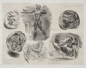 Blatt mit sechs antiken Medaillen, 1825