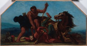 Skizze für den Salon de la Paix im Pariser Rathaus: Herkules besiegt Hippolyta, Königin der Amazonen, zwischen 1849 und 1852 von Ferdinand Victor Eugene Delacroix