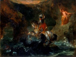 St. Georg kämpft gegen den Drachen oder Perseus befreit Andromeda, 1847 von Ferdinand Victor Eugene Delacroix