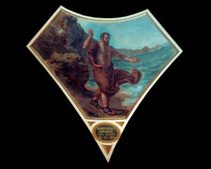 Der griechische Redner Demosthenes sprach zu den Wellen des Meeres, um sich an den Tumult und das Treiben der Volksversammlungen in Athen zu gewöhnen. Fresko von Eugene Delacroix (1798-1863), das die Kuppel der Bibliothek der Nationalversammlung schmückt