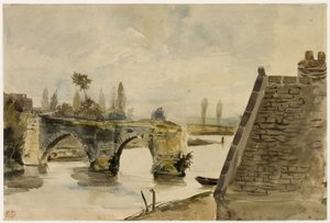 Die alte Brücke in Nantes, um 1827 von Ferdinand Victor Eugene Delacroix