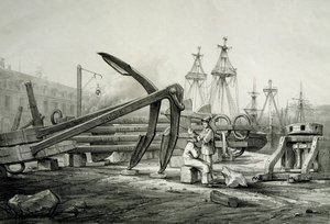 Anker in der Marinewerft, von Ferdinand Perrot, Lithographie von Ferdinand Victor Perrot