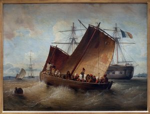Boot von Plougastel. Gemälde von Ferdinand Perrot (1808-1841). von Ferdinand Victor Perrot