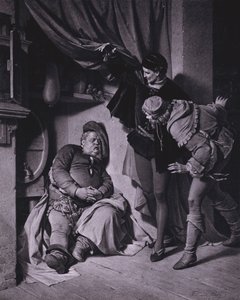 Szene aus Shakespeares König Heinrich IV., Teil 1 (Akt II, Szene 4) (Lithografie) von Ferdinand the Elder Piloty