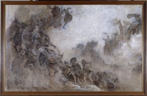 Skizze für die Decke des Paläontologie-Amphitheaters im Pariser Naturkundemuseum: Les Races humaines (Plafond) von Fernand Cormon