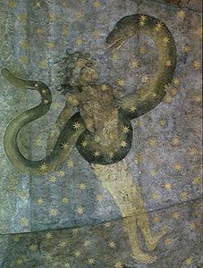 Ein Mann und eine Schlange, Detail aus dem Cielo de Salamanca, ca. 1480-90