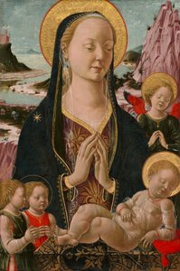 Madonna und Kind mit Engeln von Ferrarese 15th Century
