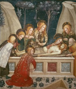 Jesus im Grab mit den Aposteln und seiner Mutter von Ferrer Bassa