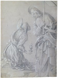 Kniende Heilige Maria Magdalena und stehender Christus