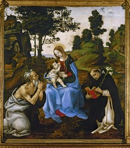 Madonna und die Heiligen Hieronymus und Franz von Assisi von Filippino Lippi