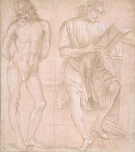 Stehender Jüngling mit Händen hinter dem Rücken und ein sitzender Jüngling beim Lesen (recto) von Filippino Lippi