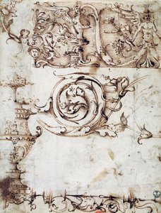 Studie für Ornamente und andere dekorative Motive von Filippino Lippi