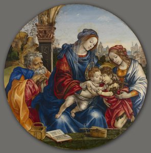Die Heilige Familie mit Johannes dem Täufer und der Heiligen Margarete, ca. 1495 von Filippino Lippi