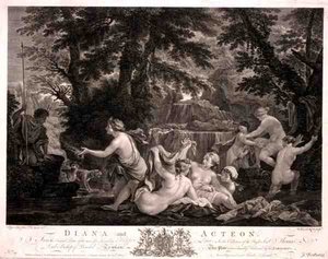 Diana und Acteon, graviert von William Woollett (1735-85), veröffentlicht von J. Boydell von Filippo (after) Lauri