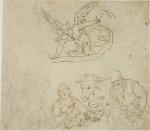 Geburt Christi (recto); Jungfrau und Kind, Engel (verso) von Filippo Bellini