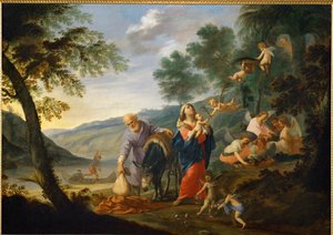 Rast auf der Flucht nach Ägypten von Filippo Lauri