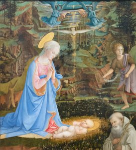 Anbetung des Kindes mit dem jungen hl. Johannes dem Täufer, hl. Romuald von Filippo Lippi
