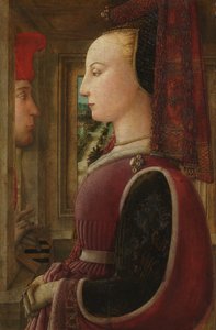 Porträt einer Frau mit einem Mann am Fenster, ca. 1440 von Fra Filippo Lippi