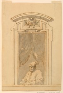 Fenstergehäuse und Hälfte einer Figur eines Türken, 1750–70 von Filippo Marchionni