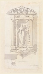 Nische mit einer Statue einer weiblichen Heiligen von Filippo Marchionni