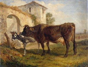 Rückkehr von der Weide, von Filippo Palizzi (1818-1899), Öl auf Karton, 32x24 cm, Italien von Filippo Palizzi