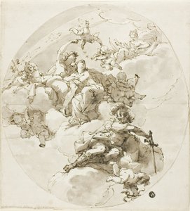 Decke mit Bacchus, Ariadne, Diana und Minerva