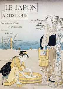 Frauen waschen im Fluss, Umschlag von Firmin Gillot, Le Japon Artistique, Kunst- und Industriedokumente gesammelt von Siegfried Bing, monatliche Veröffentlichung Juli 1889, Frankreich